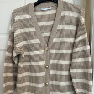 Primark beige and black oversized long cardigan